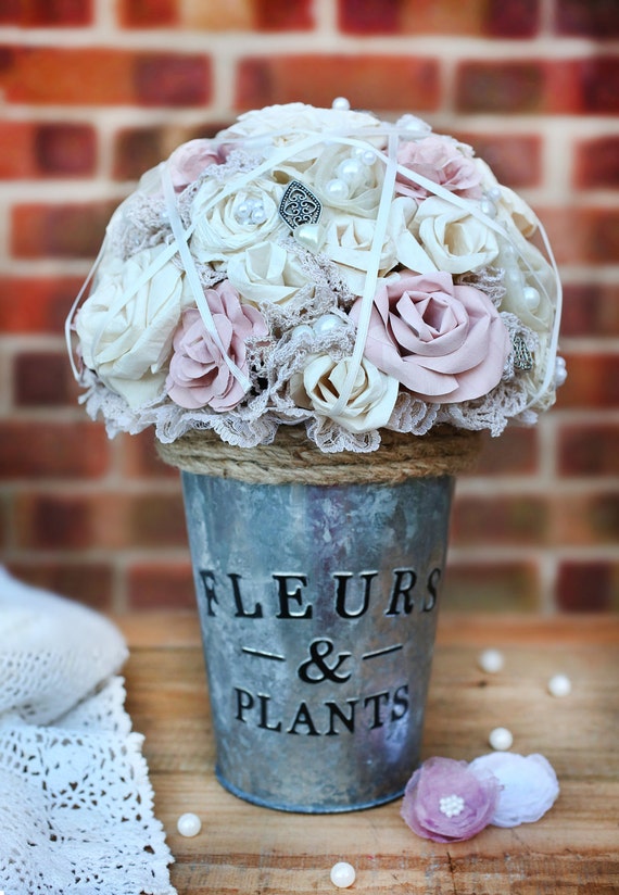 Wedding Table Decor Rustic Paper Flower Bouquet Handmade Vintage Wedding Flower Bouquet Luxury Table Decoration Wedding Centrepiece