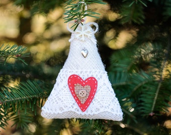 Christmas tree ornament, Christmas bell, Christmas tree decoration, Tree ornament, Handmade decor, Burlap decoration