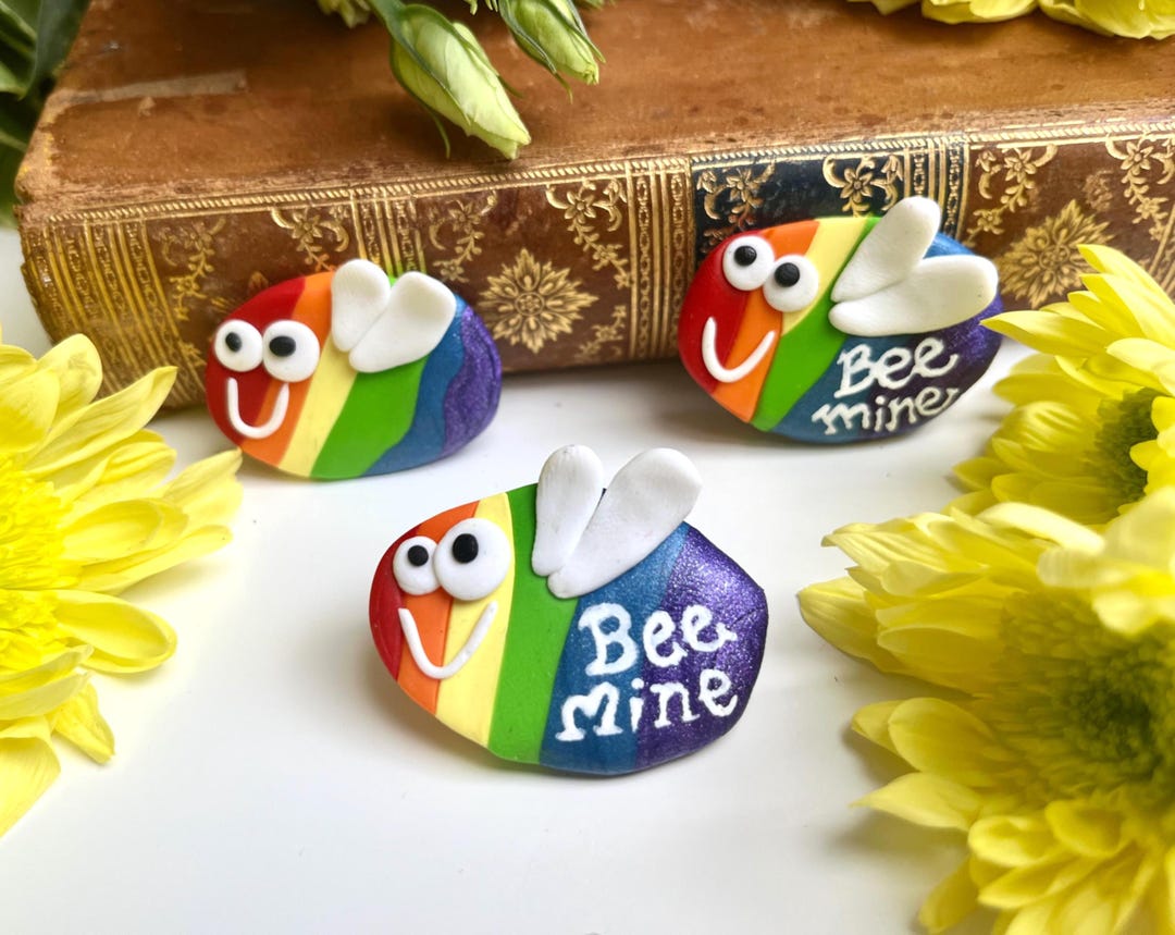 Bee Magnet, Handmade Magnet Bee, Rainbow LGBT Gift, Cute Polymer Clay ...
