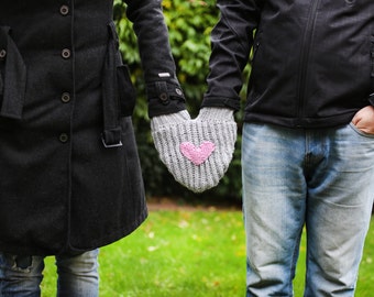 Handgestrickte Handschuhe für Sie und Ihn, Hochzeitsgeschenk, Geschenk für das Paar, Jahrestag Geschenk, Herzliebe