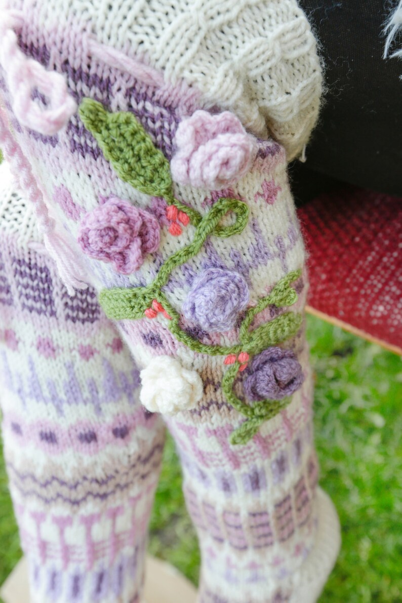 Pastel Thigh High Wool & Acrylic Yarn Socks, Hand Knitted Wool Socks