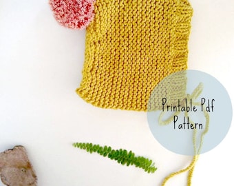 Bonnet, Knitted Baby bonnet Pattern ||Baby Bo Peep Bonnet|| Knitting Pattern, Baby gift, Pattern, Downloadable Pdf, vintage knitting Pattern