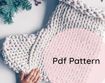 GIGANTA Christmas Stocking - KNITTING pattern - DIY Christmas ornament, downloadable knitting project, unique Christmas decorations