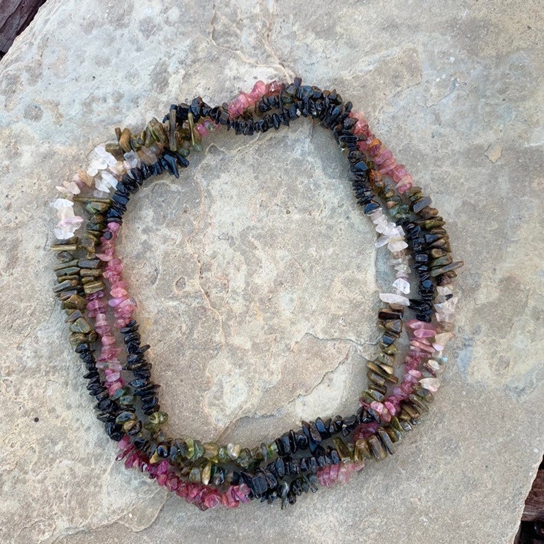 Watermelon Tourmaline Necklace Watermelon Tourmaline Beaded Necklace tourmaline chip necklace