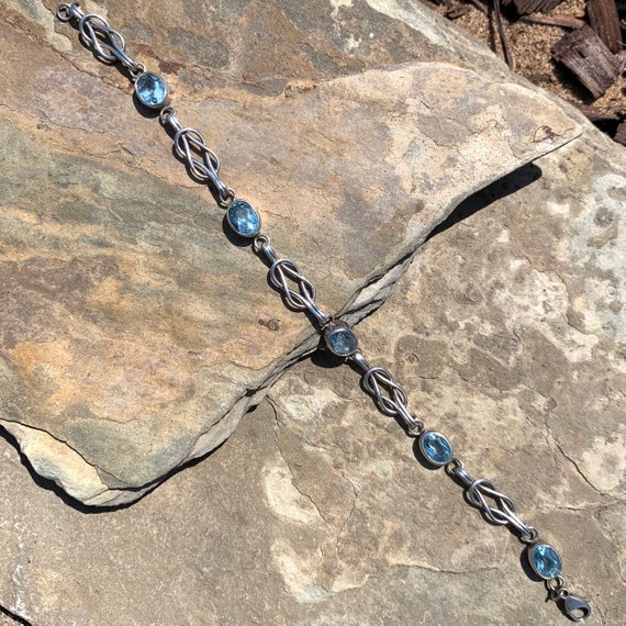 Blue Topaz Bracelet / Blue Stone pendant / Sterlin