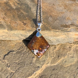 Boulder Opal Pendant / Australian Opal Necklace / Flashy Opal / Small Boulder Opal / Australian Opal