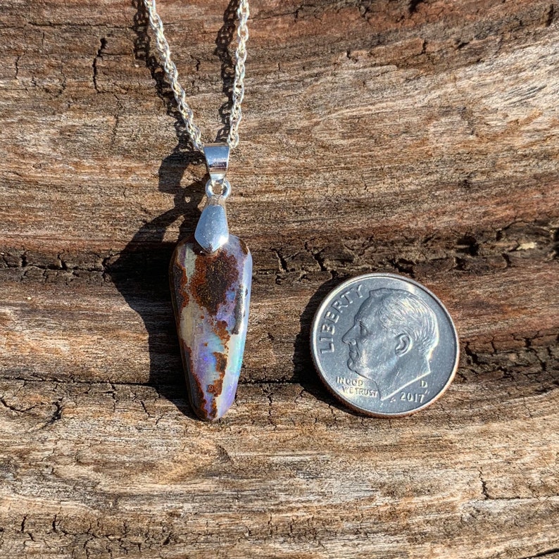 Boulder Opal Pendant Australian Opal Necklace Flashy Opal Small Boulder Opal Australian Opal