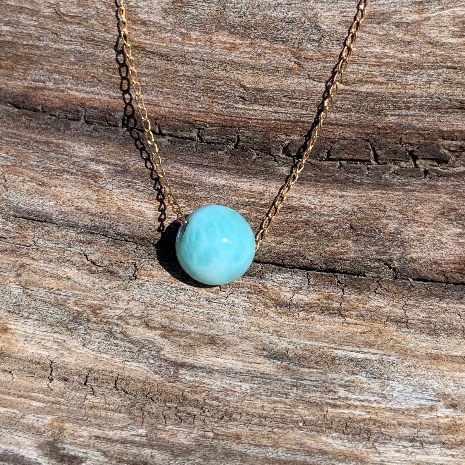 Larimar Single Bead Necklace / Larimar Bead Necklace / Blue | Etsy