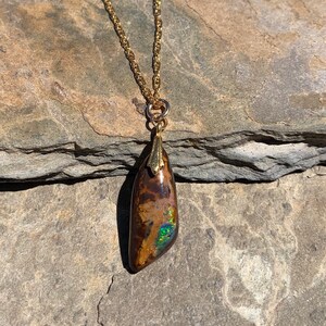 Boulder Opal Pendant / Australian Opal Necklace / Flashy Opal / Small Boulder Opal / Australian Opal