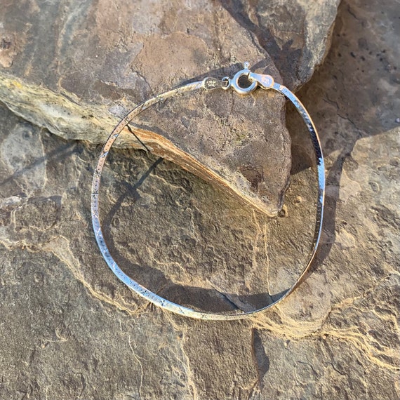 Sterling Silver Bracelet / Herringbone chain / St… - image 1