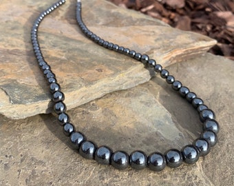 Hematite Beaded Necklace - Earth Stone Choker