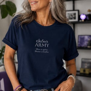 Zilverkleurig ARMY BTS-fanshirt | Klassiek minimalistisch T-shirt met scriptprint