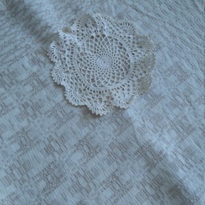 Vintage Linen Tablecloth Pure linen with crochet doilies Washed Wrinkled Wedding Rustic Vintage Country Gift idea Home&Living