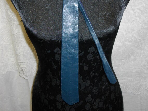 Leather Tie /Vintage/Handmade/Blue/red/black tie/… - image 4