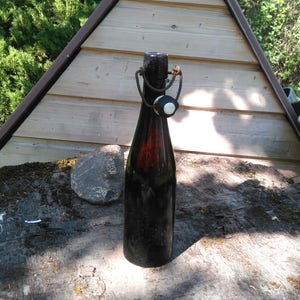 Vintage Beer Bottle, Bottle With Stopper, Old Glass Bottle of Beer With Ceramic Cap, Vintage Kitchen Bottle, Vintage Glass, Gift Idea.