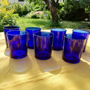 Cobalt Blue glass  ,Vintage Glass, little vase,Gift Idea, Votive Candle Holder, Blue Home Decor, Farmhouse Cottage Decor.