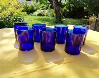 Cobalt Blue glass  ,Vintage Glass, little vase,Gift Idea, Votive Candle Holder, Blue Home Decor, Farmhouse Cottage Decor.