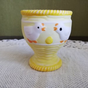 Vintage egg cups,Chick, cow, flowers egg cups, country farmhouse,  Tableware