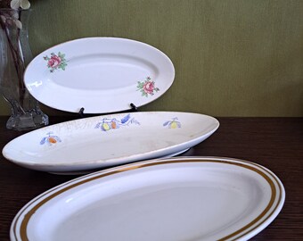 Riga Porcelain, Ukraine Oval Dish, USSR Tableware, Antique Oval Plate with Floral Ornament, For Collectors, Made in USSR, Vintage Gift