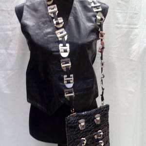 Colete de couro/Vintage anos 80/Unique feminino/Tamanho M/Feito à mão/cottage chic/rock chic