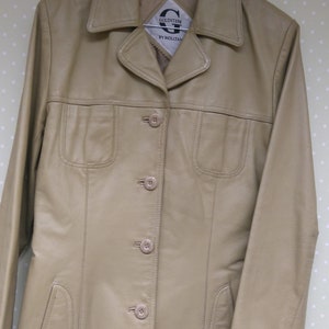 vintage 70s femmes Veste en cuir / vintage Beige Hippie Retro Blazer Coat/Goldstein par Molltan/taille 34