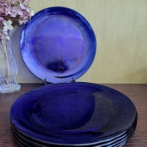 Cobalt Blue Glass dinner plates, serving platters,Vintage Glass, Gift Idea, Blue Glass , Blue Home Decor, Farmhouse Cottage Decor