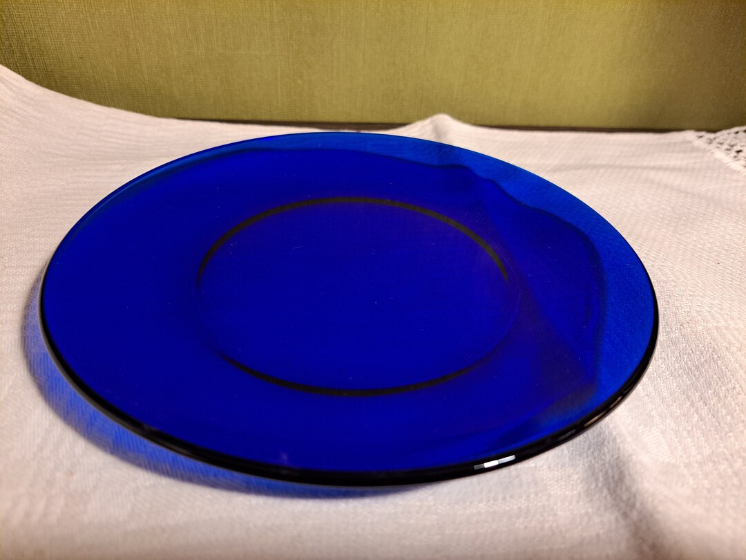 Cobalt Blue Glass Cake Plates, Vintage Glass, Gift Idea, Blue Glass