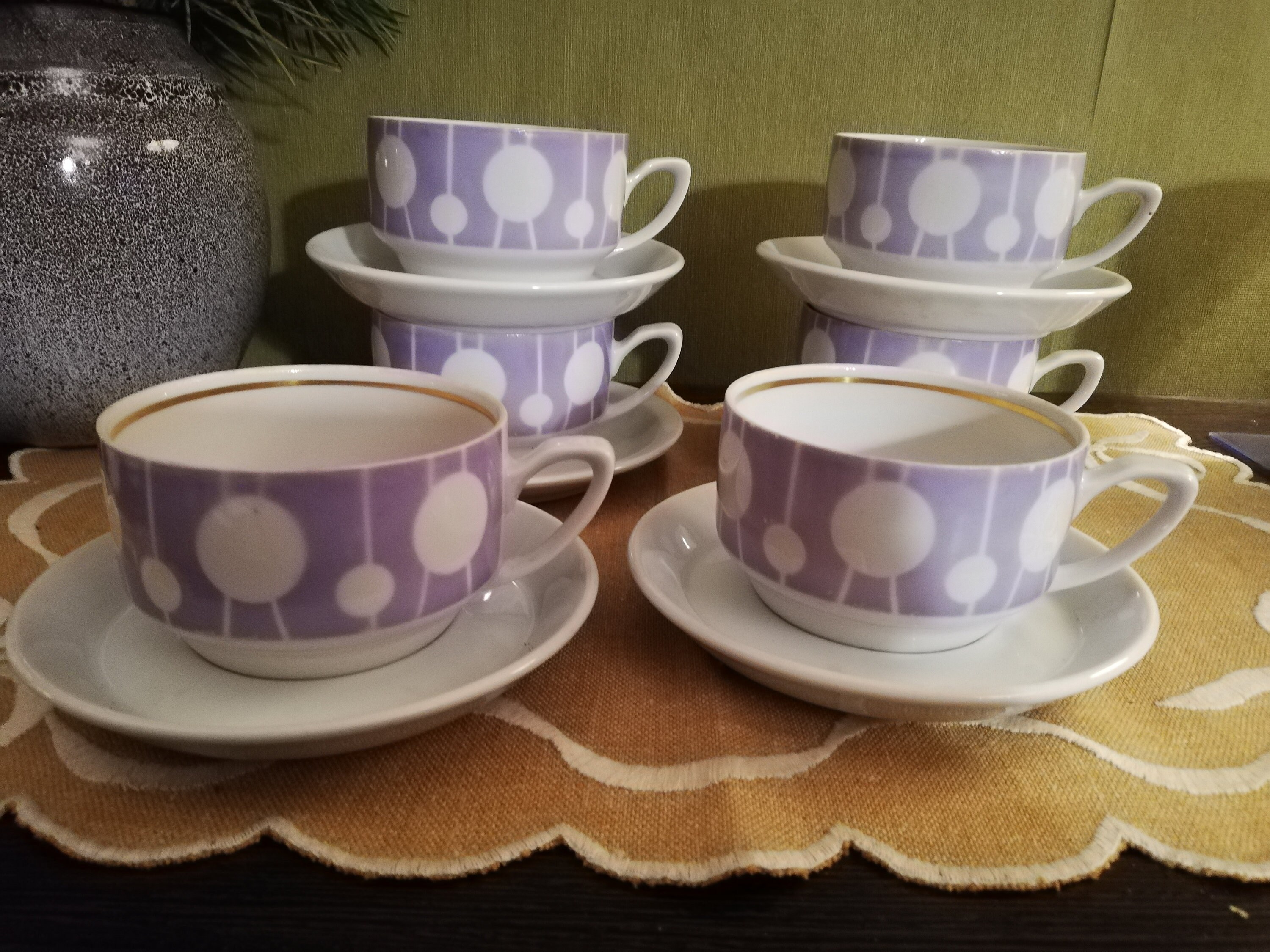 Riga Porcelain Factory Coffee/ Tea Cup And Saucer Russian Design Tea Cup PFF and Saucer Mismatched /USSR era 1950 s. Russian Tableware