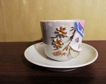 Vintage romantic handmade Porcelain Cup,1960s,Old Ceramic Cup,Vintage coffee Cup, adorable hand painting Porcelain Tea Cup,Made in Sweden