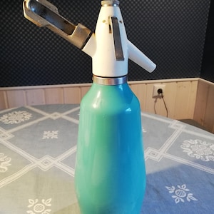 Vintage Soda Siphon Seltzer Bottle, Russian Syphon Bottle Made in USSR, Barware Soda Maker, Metal Soda Water Seltzer Bottle