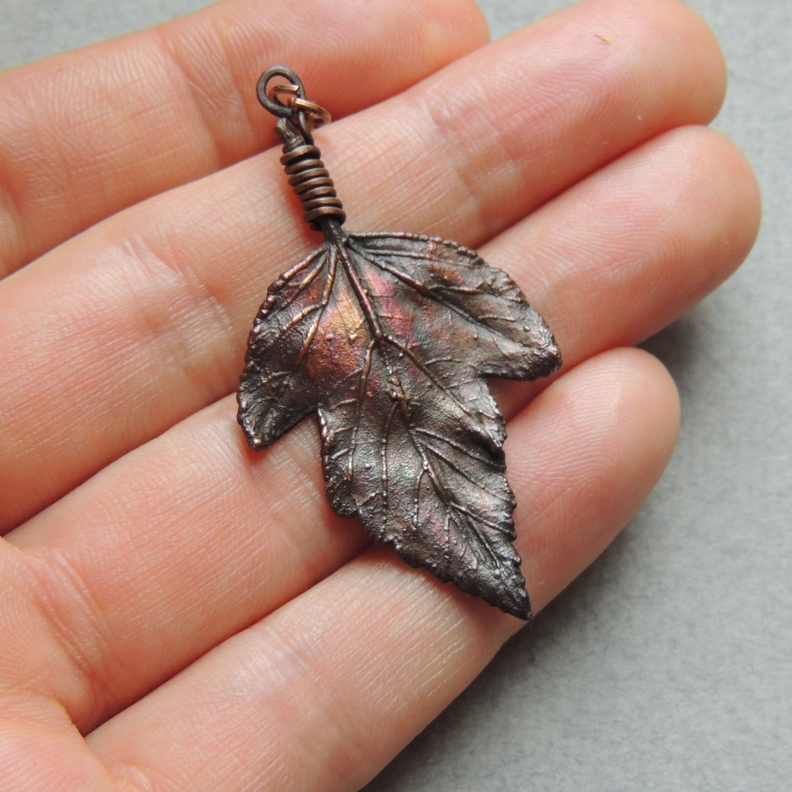 Electroplating pendant real blackcurrant leaf Botanical Etsy