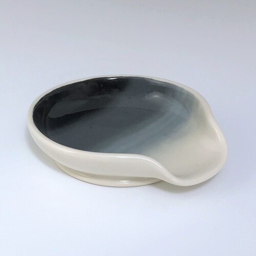 Ceramic Spoon Rest Ombré Gray Black and White Porcelain Etsy