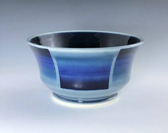 Blue Ceramic Bowl, Porcelain Cereal Bowl, Porcelain Bowl, Ceramic Soup Bowl, Blue Ombré Bowl, Wheel Thrown Pottery Bowl, Ceramic Candy Dish