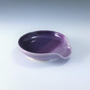 Purple Ceramic Spoon Rest, Porcelain Spoon Holder, Purple Ombré Pattern Wheel Thrown Pottery Spoon Rest