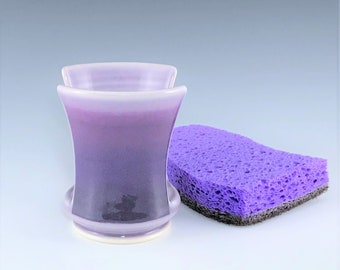 Purple Sponge Holder, Porcelain Ceramic Sponge Holder, Purple Kitchen Sponge Holder, Wheel Thrown Pottery Sponge Holder