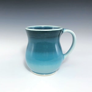 Teal Ceramic Coffee Mug, Large Round Belly Ceramic Mug, Porcelain Coffee Cup, Wheel Thrown Pottery Mug