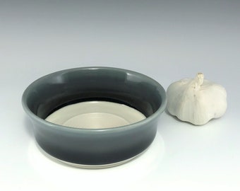 Black White & Gray Garlic Grater, Ceramic Garlic Bowl, Porcelain Oil Dipping Bowl, Wheel Thrown Pottery Garlic Dish