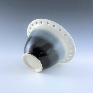Ceramic Earring Bowl, Gray, Black White Earring Holder, Porcelain Pottery Jewelry Bowl image 3