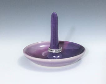 Ceramic Ring Holder, Purple Ombré Porcelain Ring Dish, Wheel Thrown Pottery Ring Dish