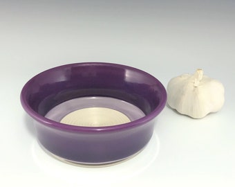 Purple Ceramic Garlic Grater Bowl, Porcelain Oil Dipping Bowl, Wheel Thrown Pottery Garlic Bowl