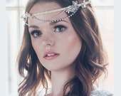 Bridal Whimsical Flower Rhinestone Swagged Crown, Art Deco Wedding Headdress, Bridal Headpiece - STYLE #1402 - made to order