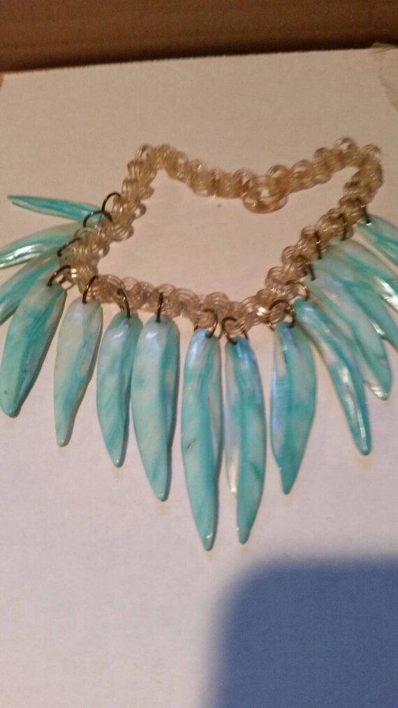 Unique vintage celluloid and shell necklace - image 1
