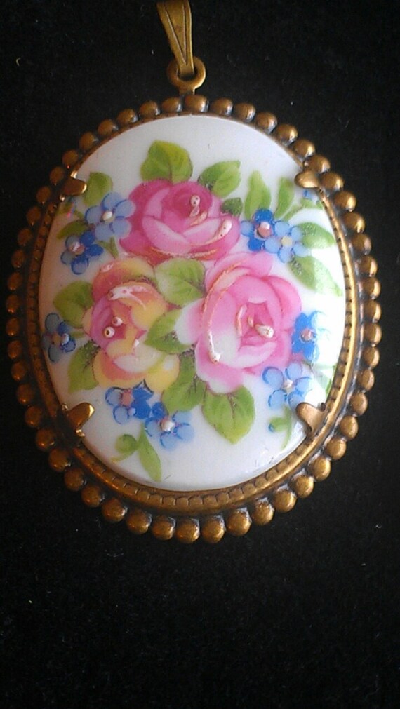 Vintage Floral Limoges Pendant