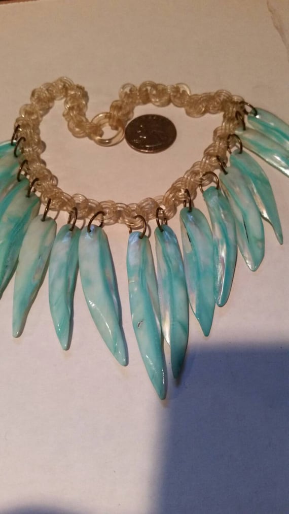 Unique vintage celluloid and shell necklace - image 2