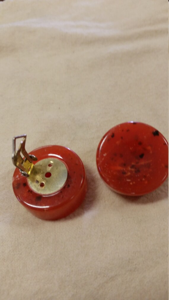 Funfetti large burnt orange vintage earrings - image 4