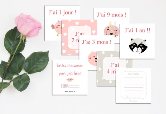 Cartes Rose Pour Bebe Cartes De Croissance Noter Etsy