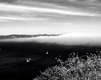 the Bay - B&W black framed canvas print