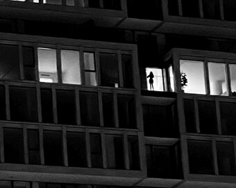 Window Box Living - B&W black framed canvas print