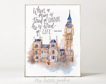 Impresión artística con cita de Samuel Johnson, arte mural de Londres