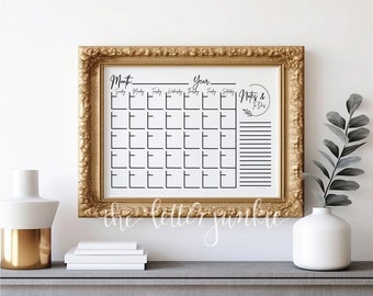 Perpetual Wall Calendar Insert for Dry Erase Frame